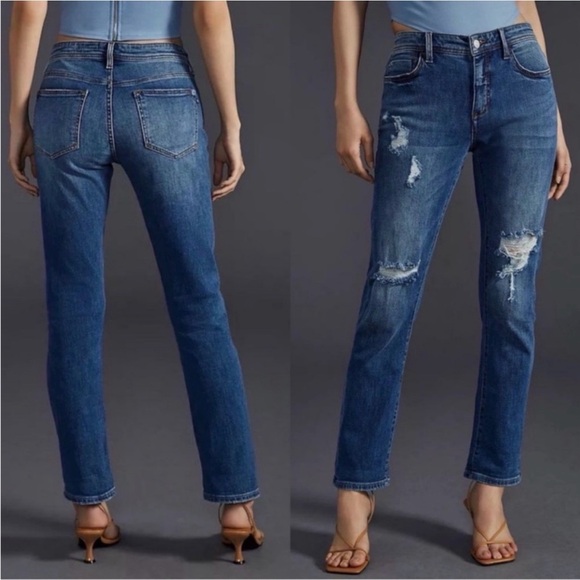 Pilcro Slim Boyfriend Crop Distressed Blue Jeans - Picture 14 of 14